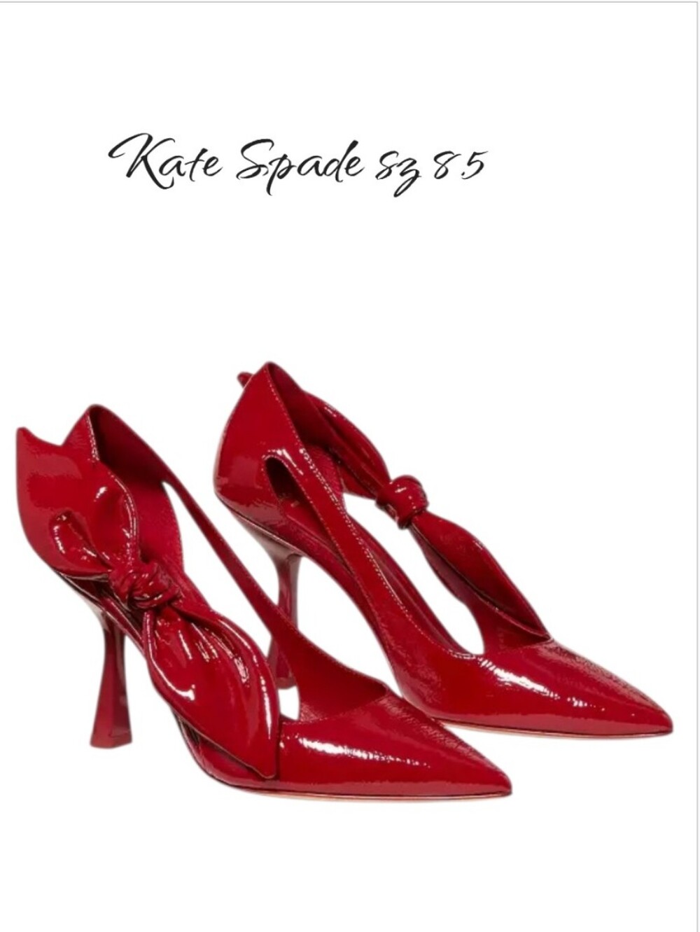 Kate Spade Bunnie Dark Scarlet Patent Leather Pointed Toe Bow Pump Heel 8.5
